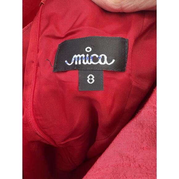 Mica Red Silk Sundress Size 8 Hippie Summer Knee-Length Dress Made in USA - Picture 5 of 9